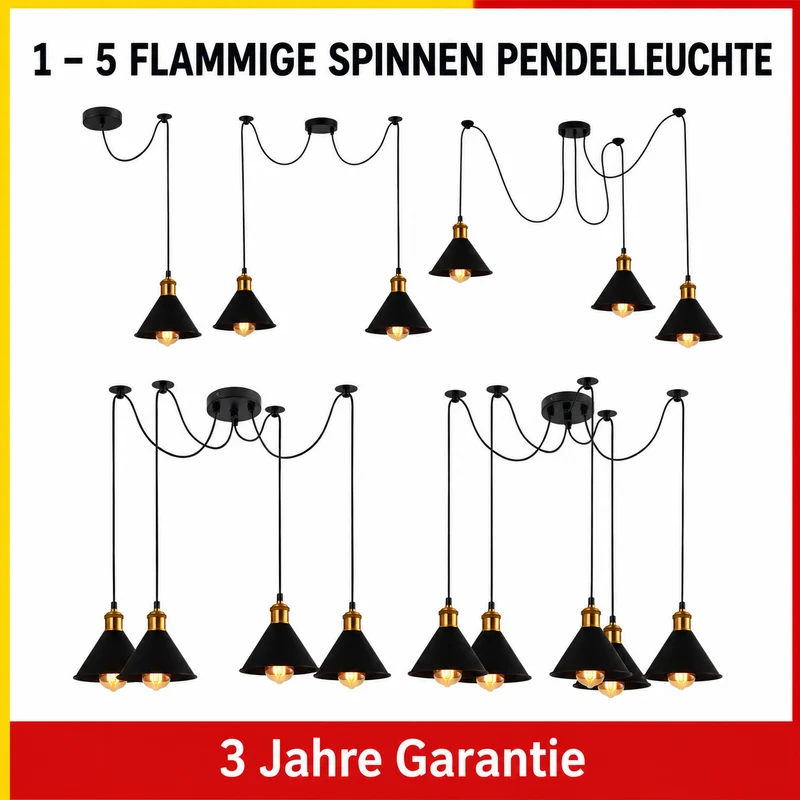 Mehrkopf Spider Pendelleuchte | Industrie Decke Hängelampe Gastronomie ~4043